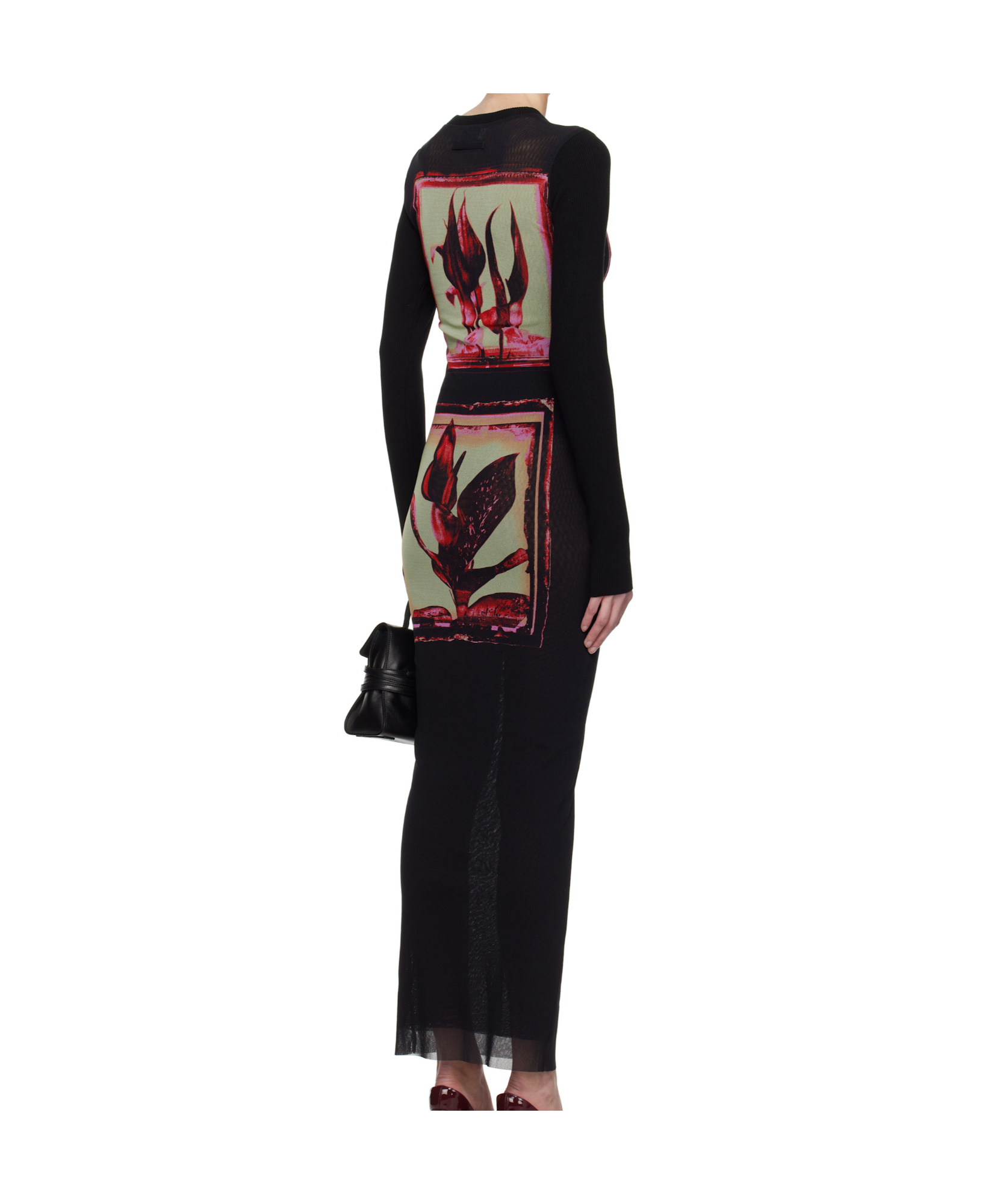 Jean Paul Gaultier Round Neck Long Sleeve Dress In Black