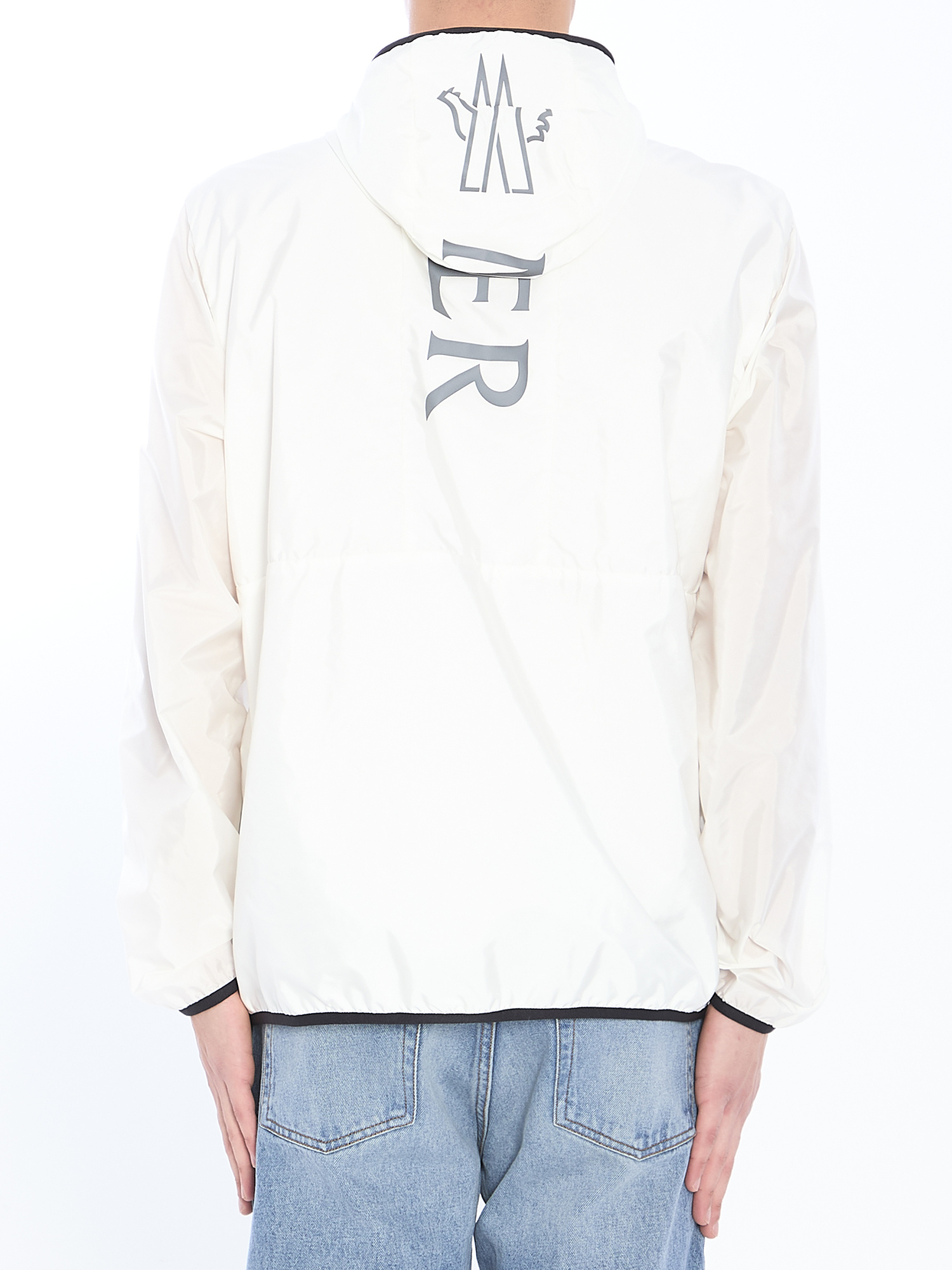 Moncler White Grainer Hooded Windbreaker Jacket In White