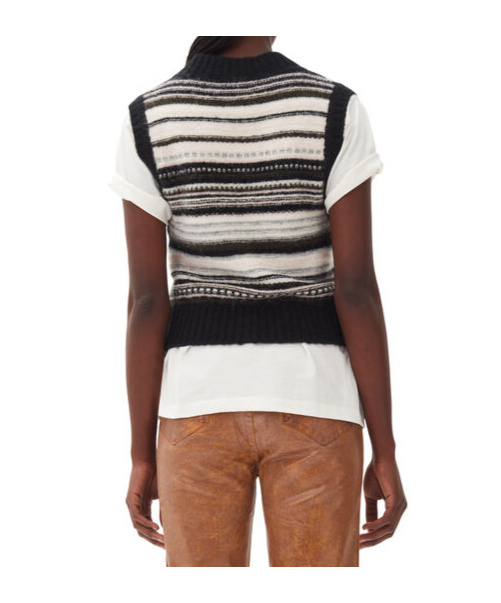 Shop Ganni Striped Knit Vest In Black