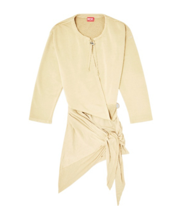 Diesel D-creed Drawstring Wrap Dress In Neutral