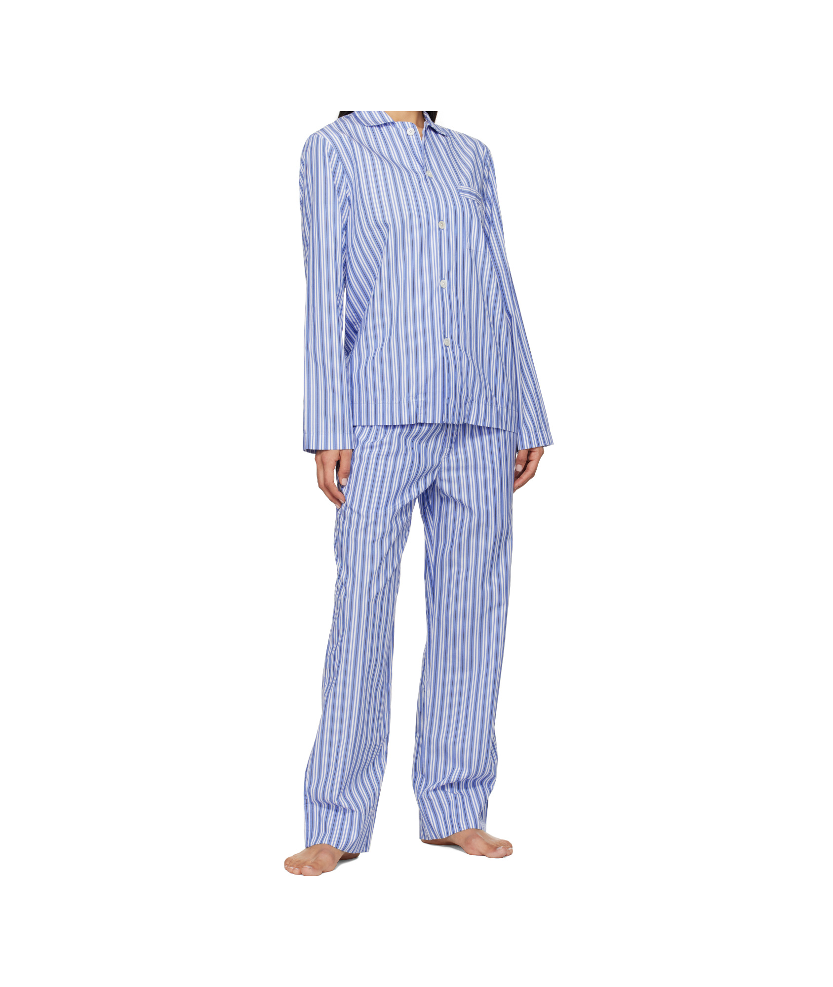 Tekla Striped Poplin Pajama Pants In Multi