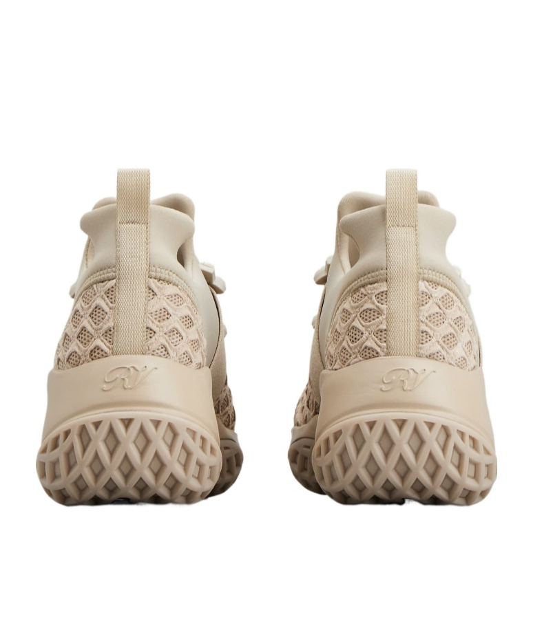 Roger Vivier Crystal Buckle Mesh Sneakers In Nude