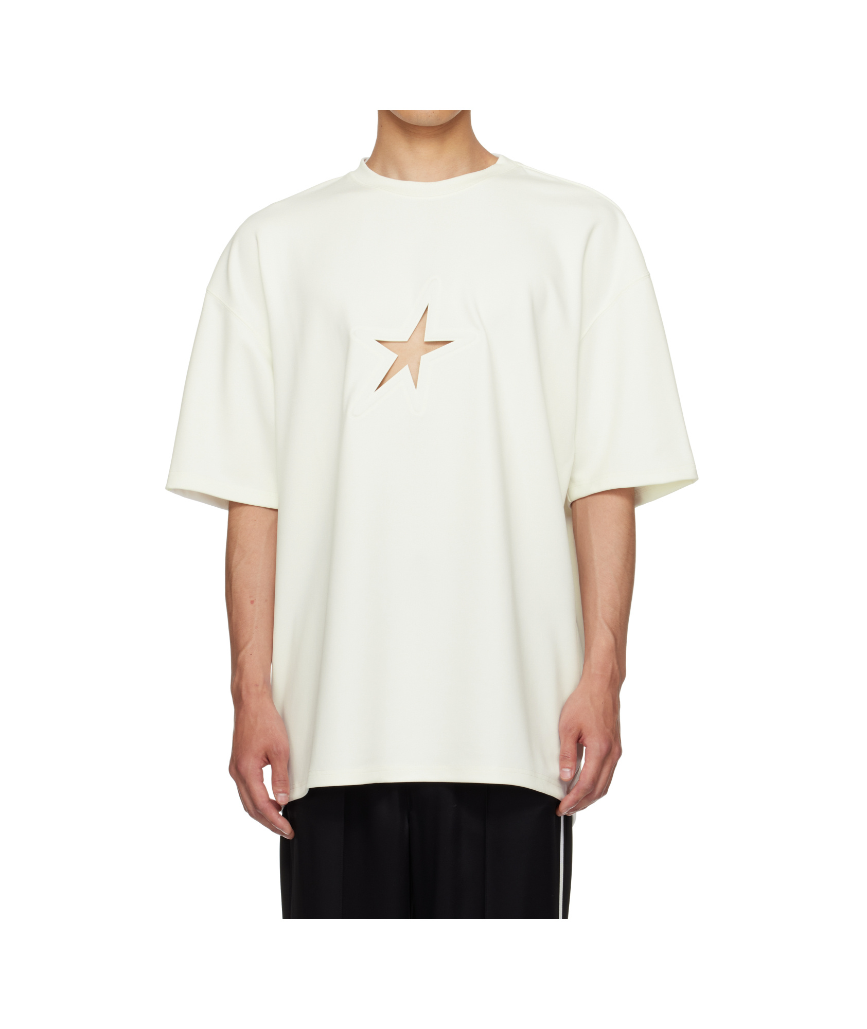 Mugler Round Neck Short Sleeve T-shirt In White