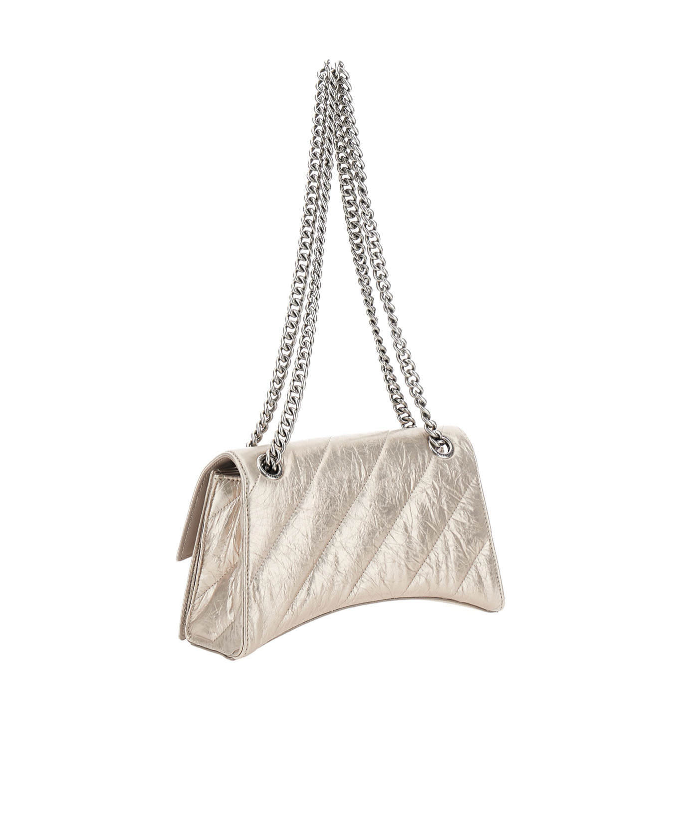 Balenciaga Crush Small Quilted Metallic Chain Shoulder Bag In Yellow