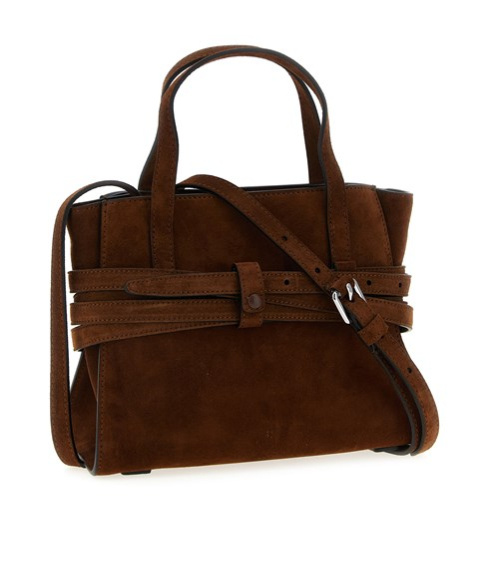 Moschino Small Handbag With Adjustable Strap And Buckle In Brown