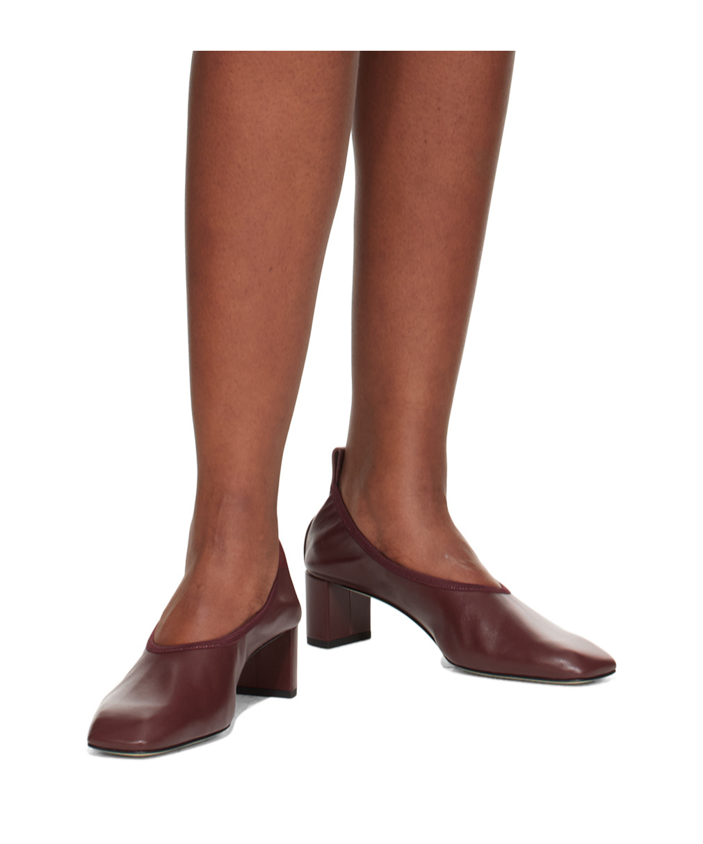 Aeyde Burgundy Narissa Ruched Heels In Red