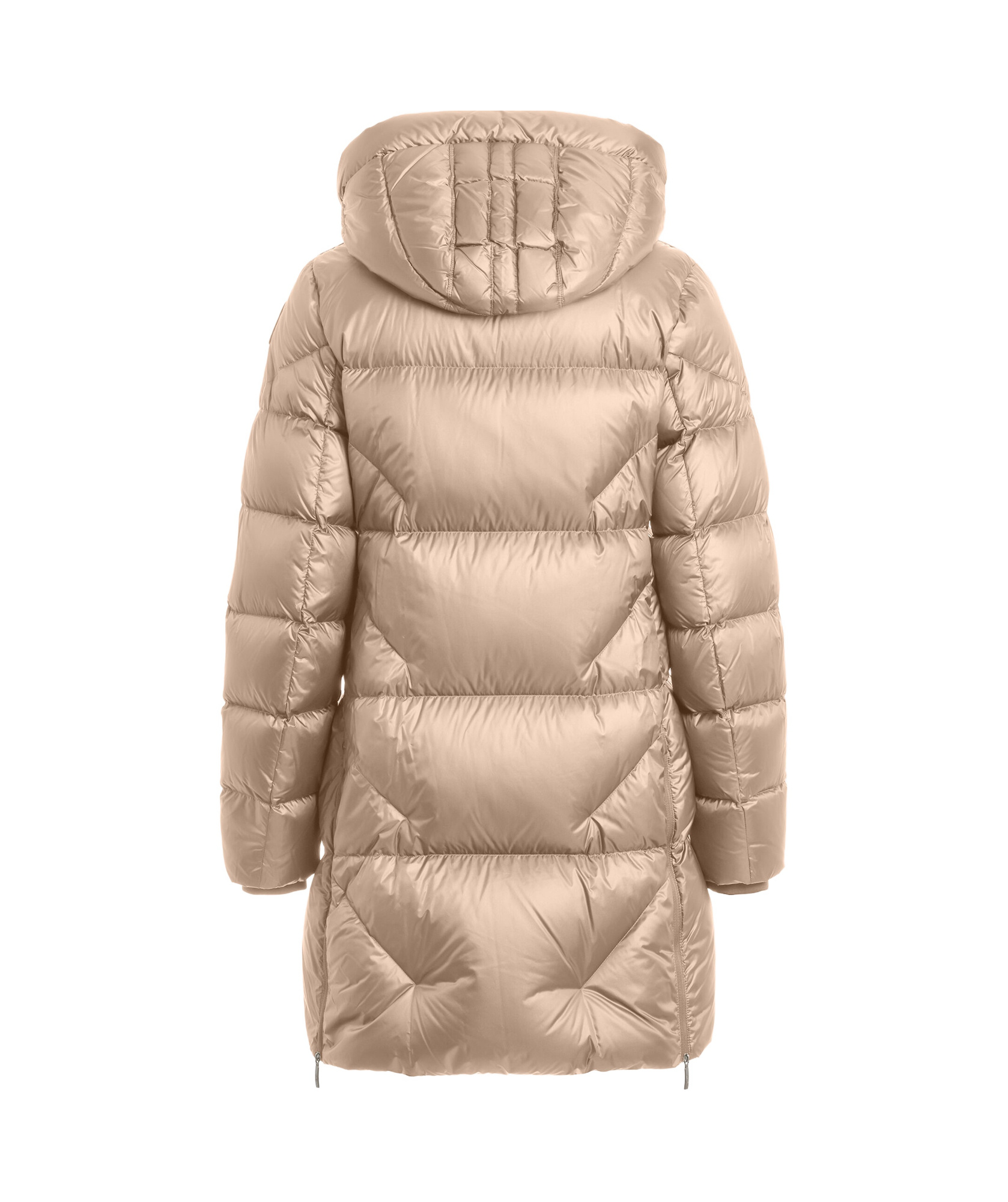 Shop Parajumpers Janet Hooded Zipper Down Jacket In Nude