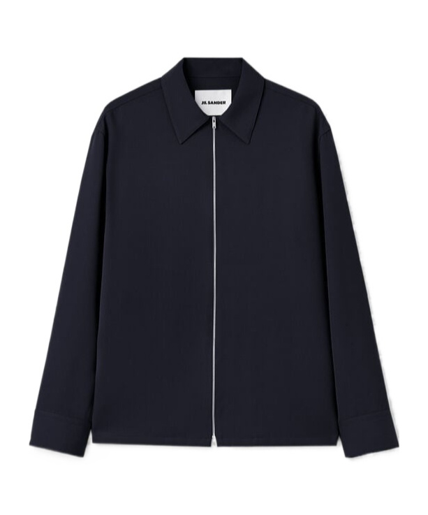 Jil Sander Zip-up Wool Shirt In Black