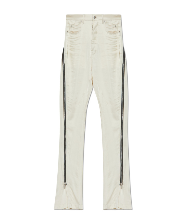 Rick Owens Bolan Banana Zip Raw Hem Jeans In White