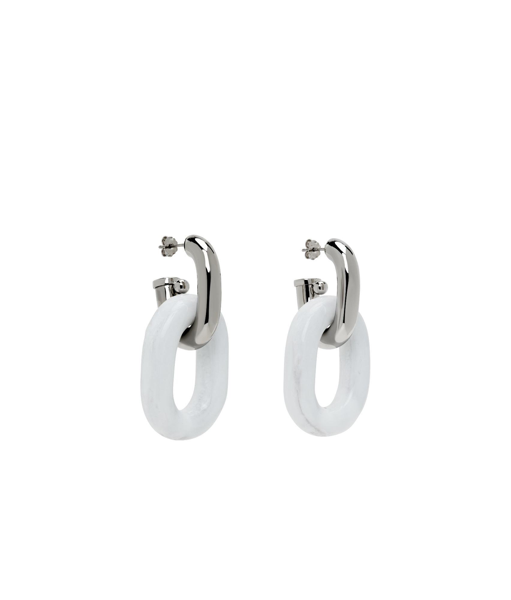 Rabanne Silver Chain Drop Earrings In White