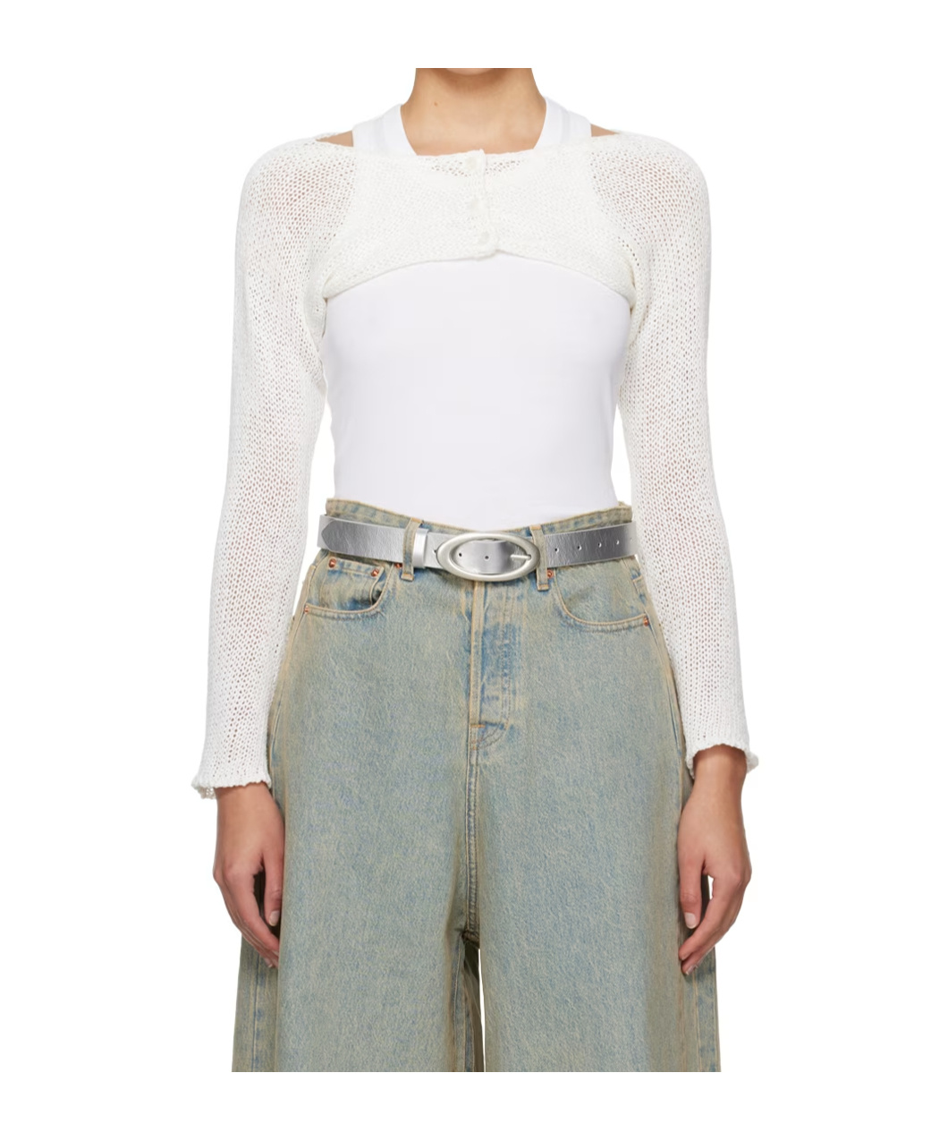 Open Yy Bolero Cardigan In White