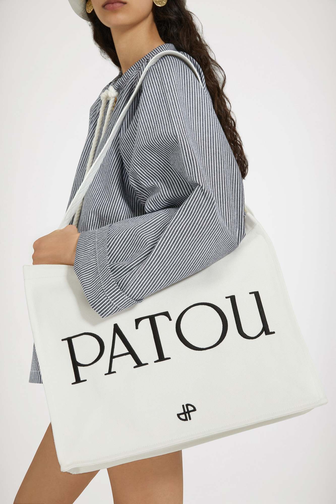 Patou Logo-embroidered Canvas Tote Bag In White