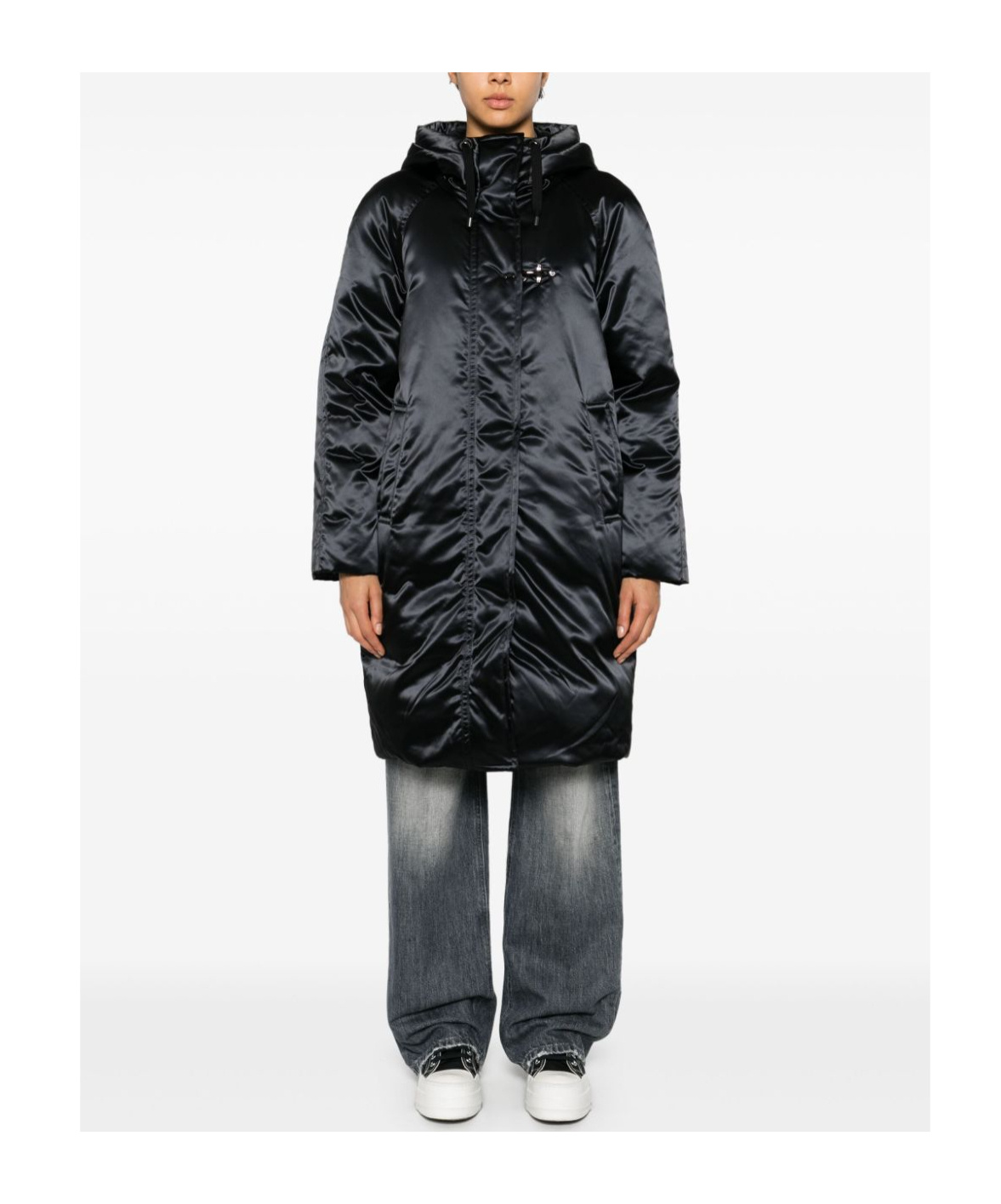 Fay Satin Parka In Black