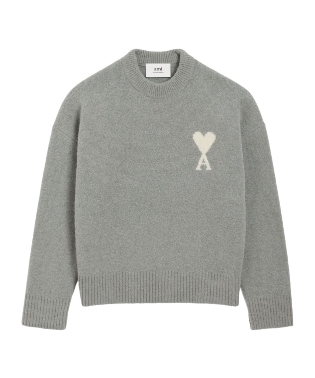Ami Alexandre Mattiussi Grey Alpaca Ami De Coeur Crewneck Sweater Grey In Gray