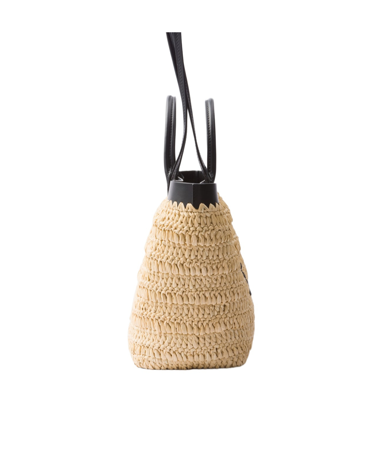 Prada Women Small Crochet And Leather Tote Bag In Nude