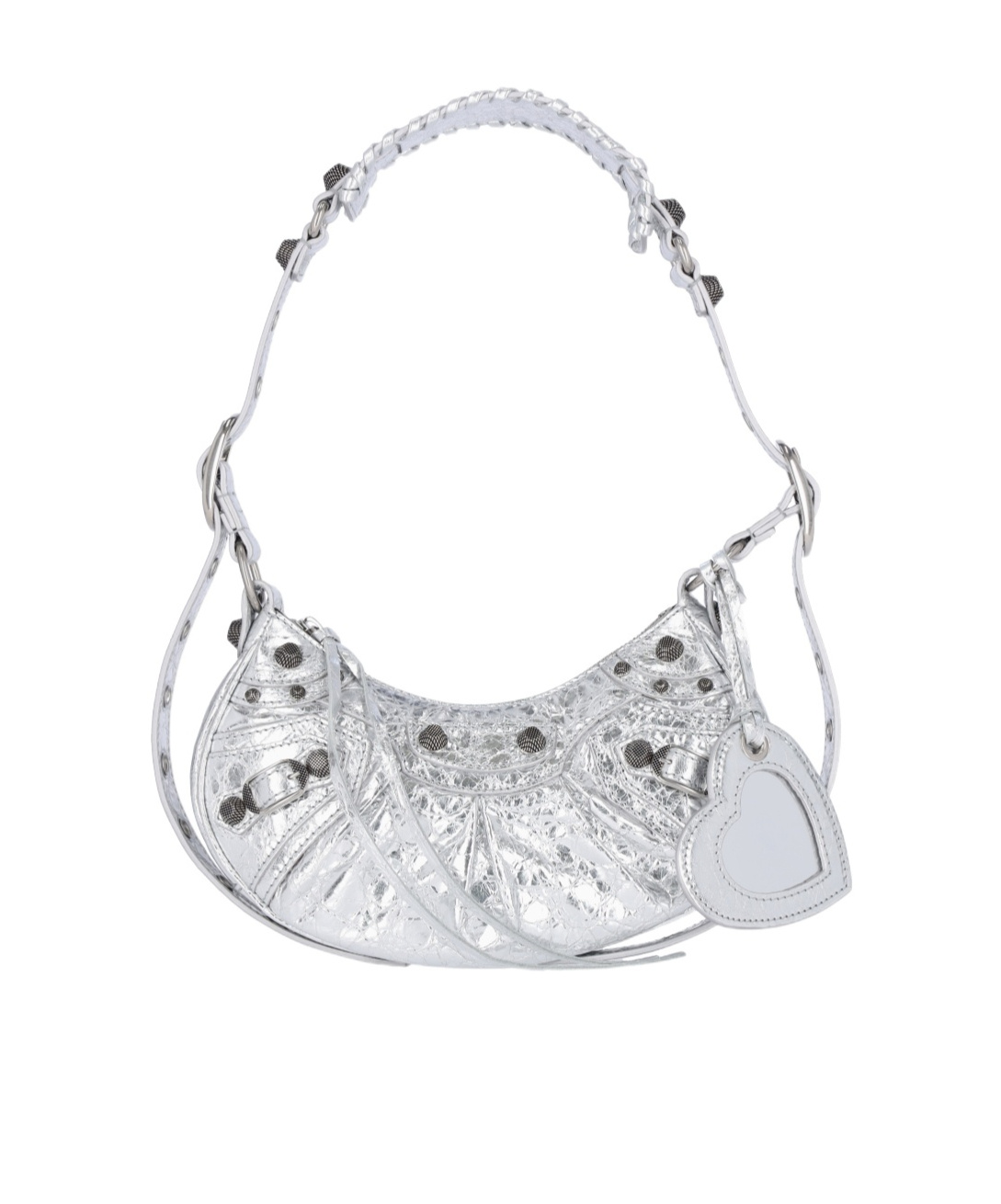 Balenciaga Green Leather Shoulder Handbag With Magnetic Closure And Metal Details In White