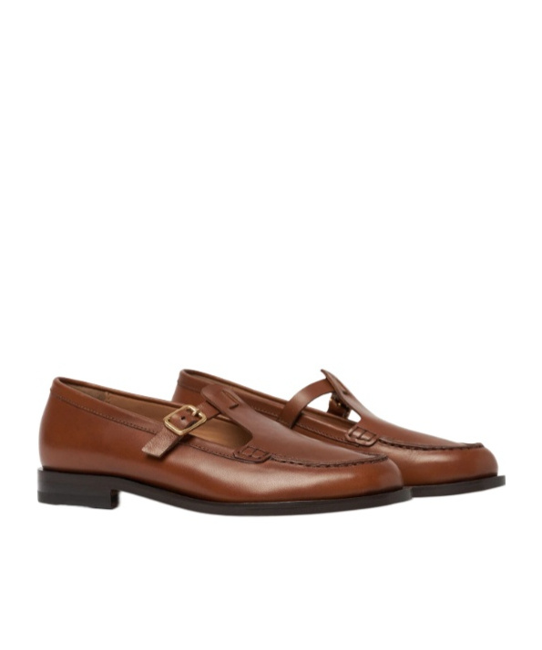 Scarosso Edna Buckle Fastened Flat Shoes In Brown