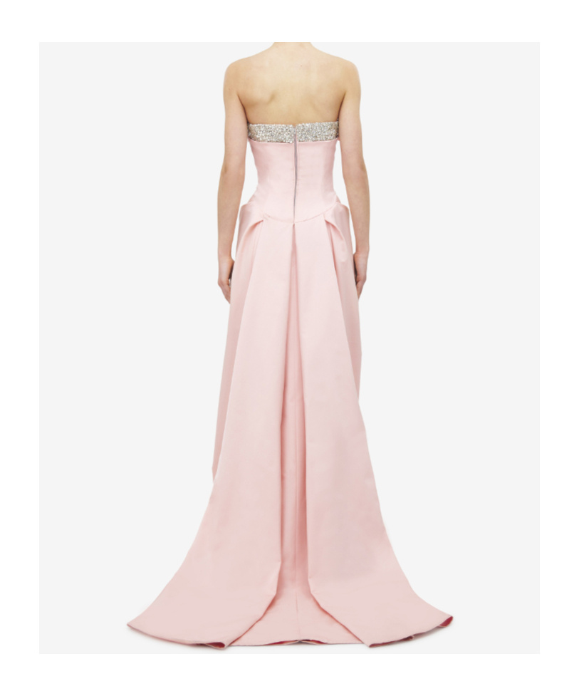 Alexander Mcqueen Strapless Crystal-embellished Taffeta Gown In Pink