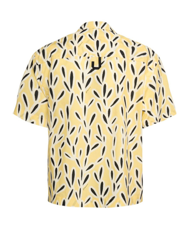 Jacquemus Yellow Cotton Jean Shirt With Playful Leaf Pattern