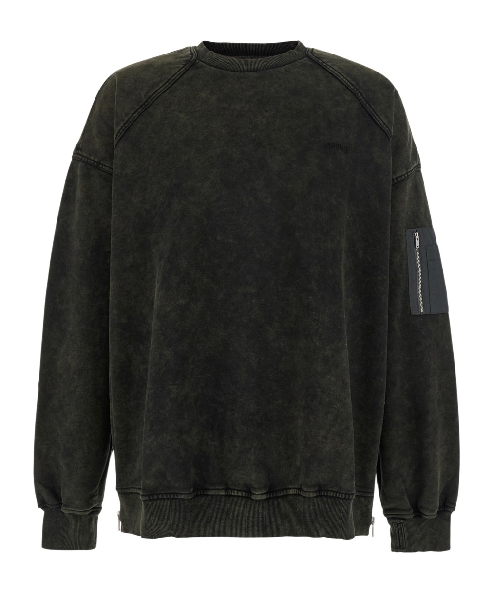 JUUNJ JUUN J CREWNECK SWEATER WITH SLEEVE ZIP POCKET