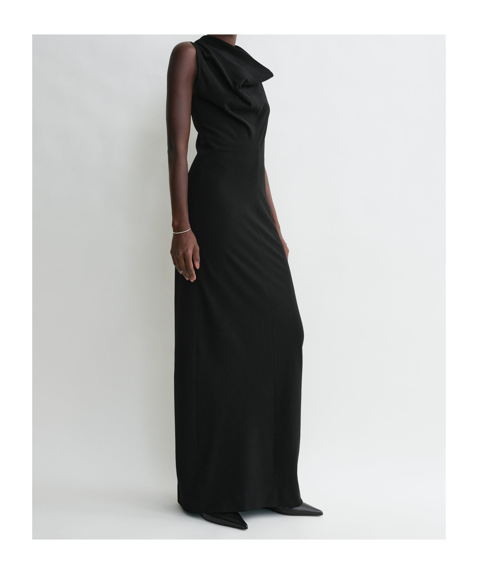 Totême Cowl-neck Crepe Maxi Dress In Black
