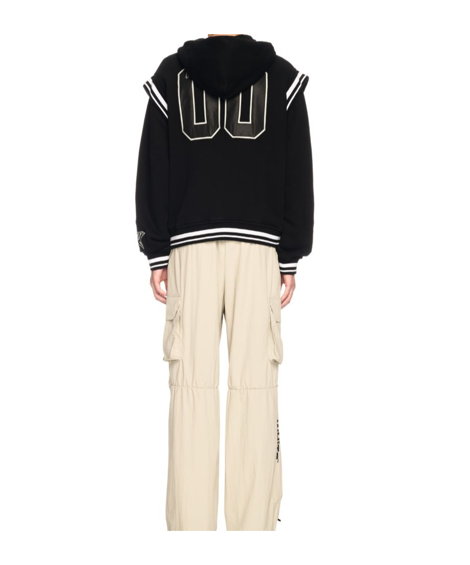 Off-white Black Varsity Sweatshirt With Press-stud Fastening And Bold Lettering In Black