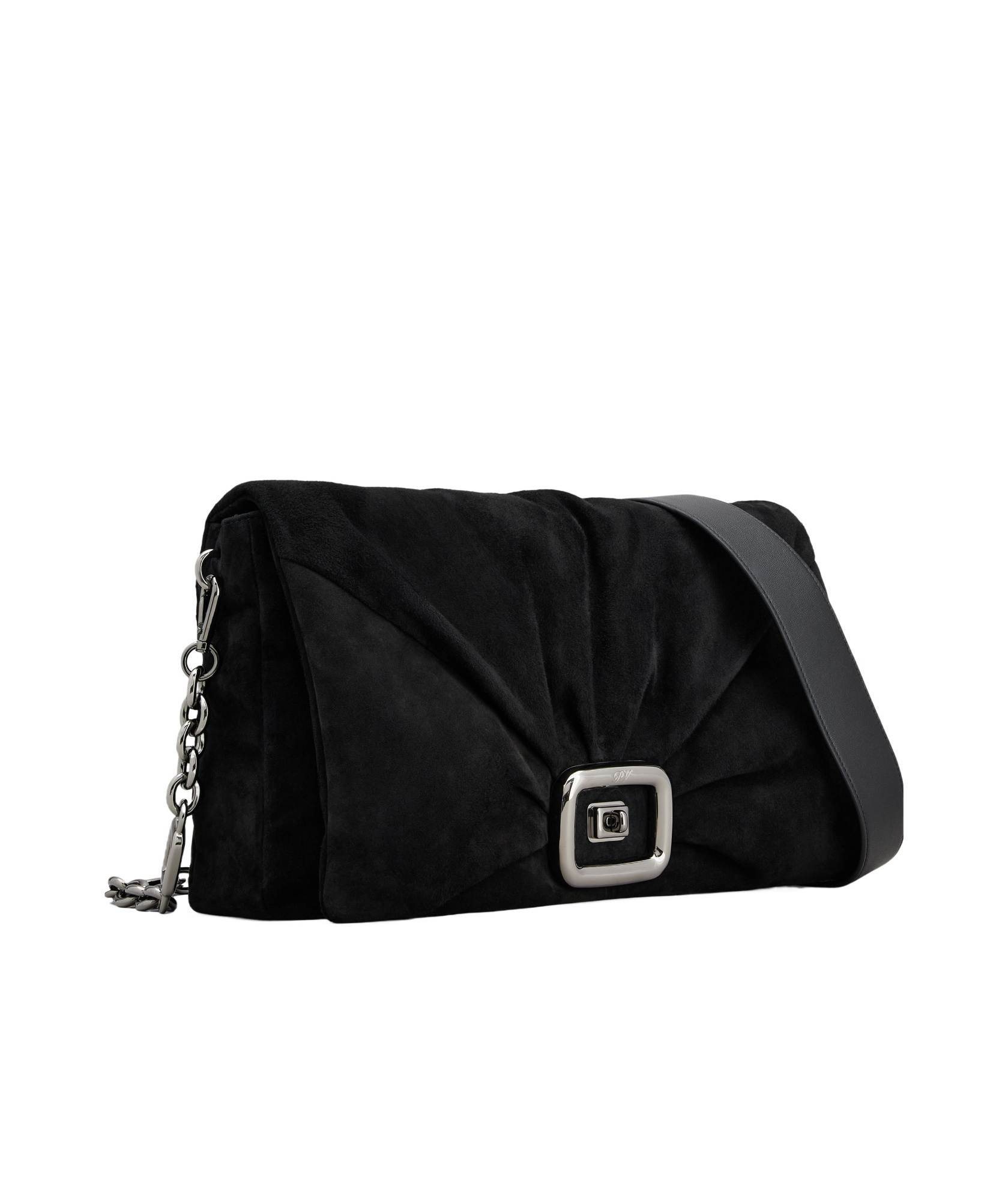 Roger Vivier Viv' Choc Large Bag In Suede In Black