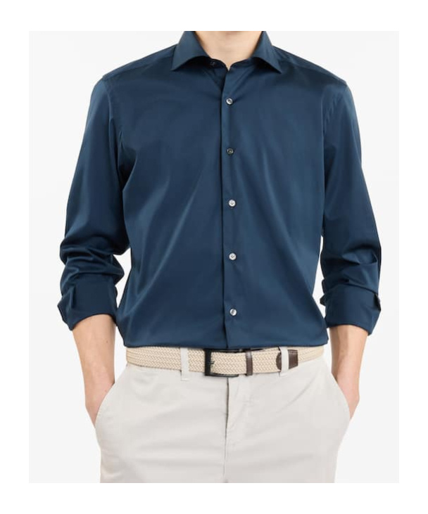 Fay Cotton French Collar Shirt In Blue
