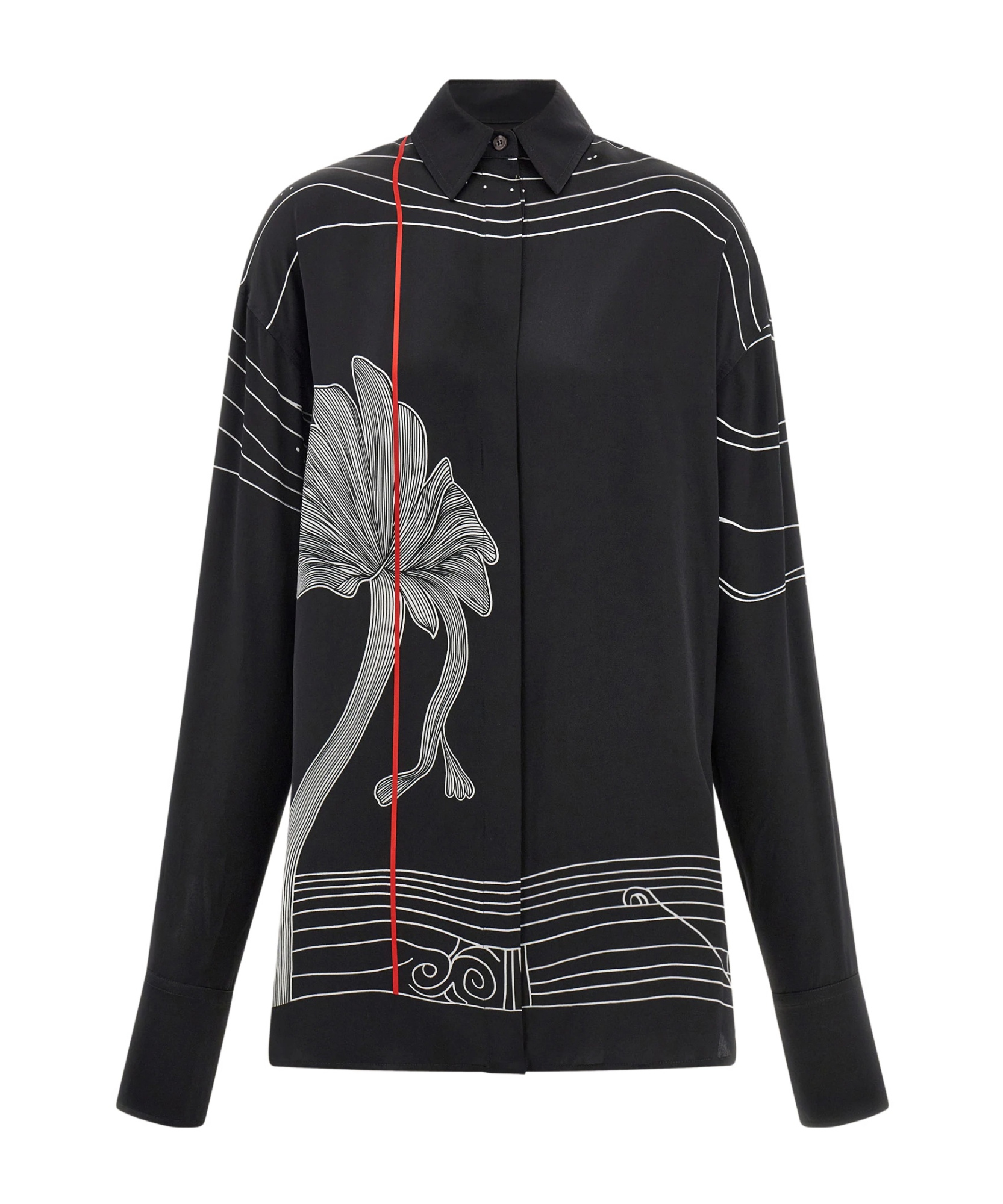 Ferragamo Black Silk Satin Shirt In Black