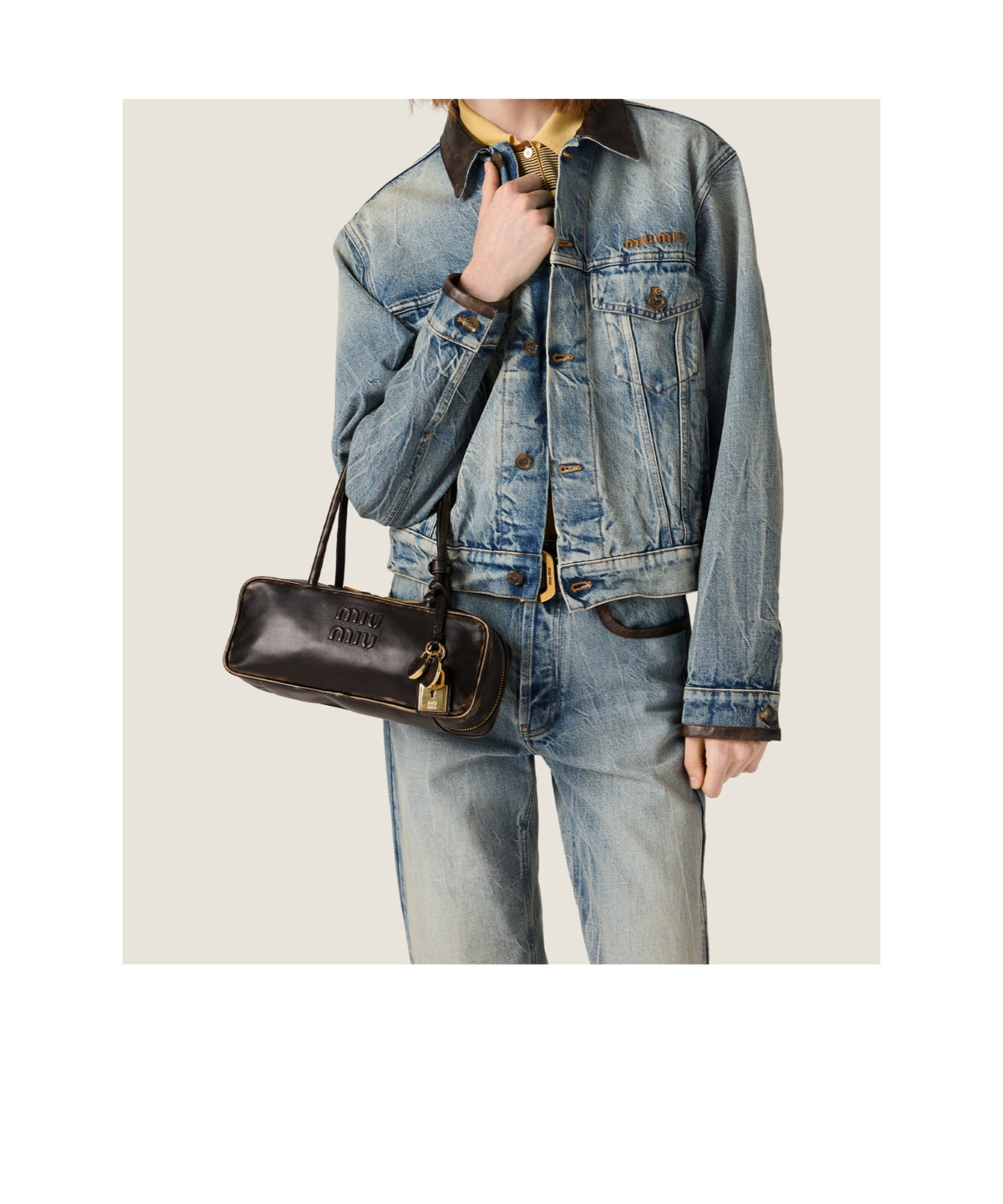 Miu Miu Beau Nappa Leather Bag In Brown