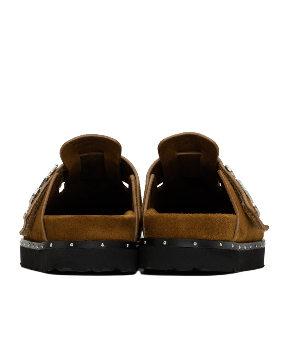 Palm Angels Round Toe Mules In Brown