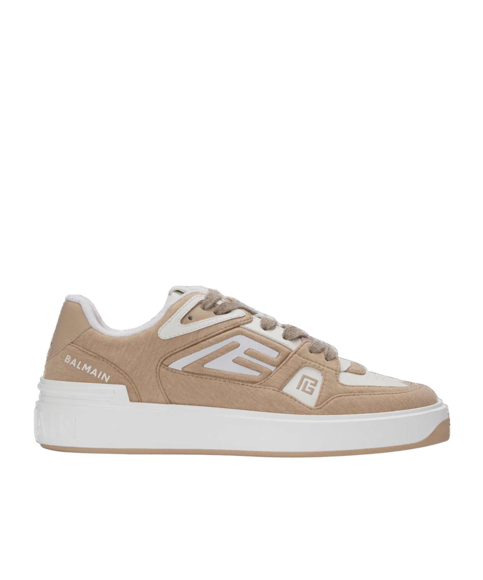 BALMAIN B-COURT SKATE TRAINERS IN FLEECE AND CALFSKIN