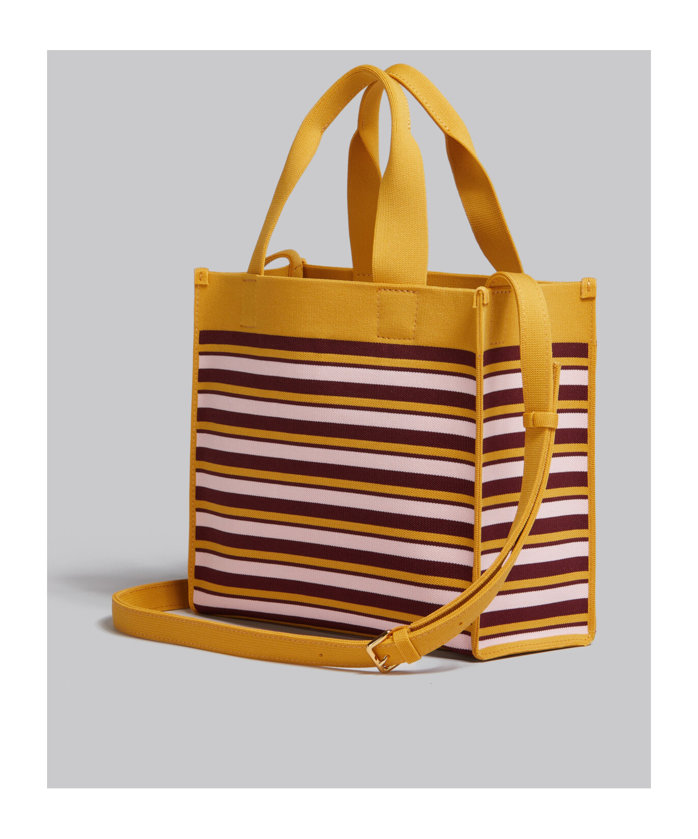 Marni Small Shopping Striped Tote Bag In Multicolor