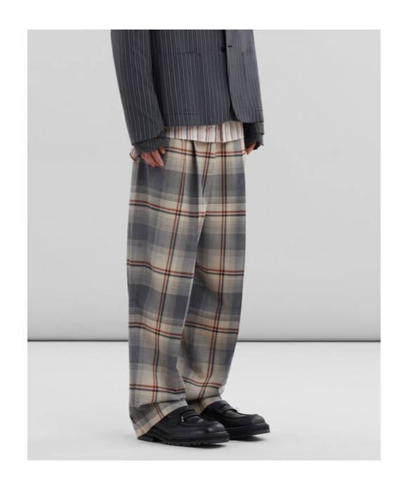 Marni Plaid Tapered Trousers In Gray
