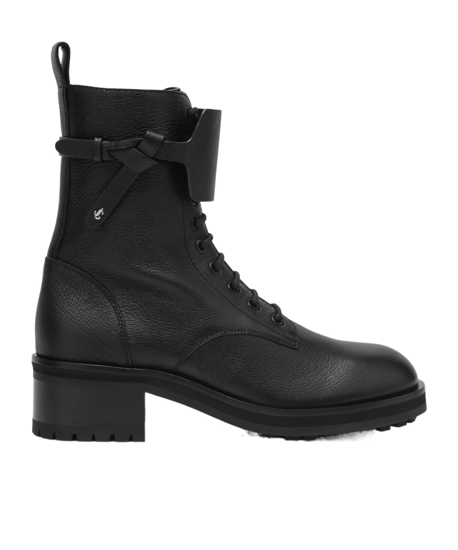 Jimmy Choo Round Toe Flat Leather Ankle Boots In Black