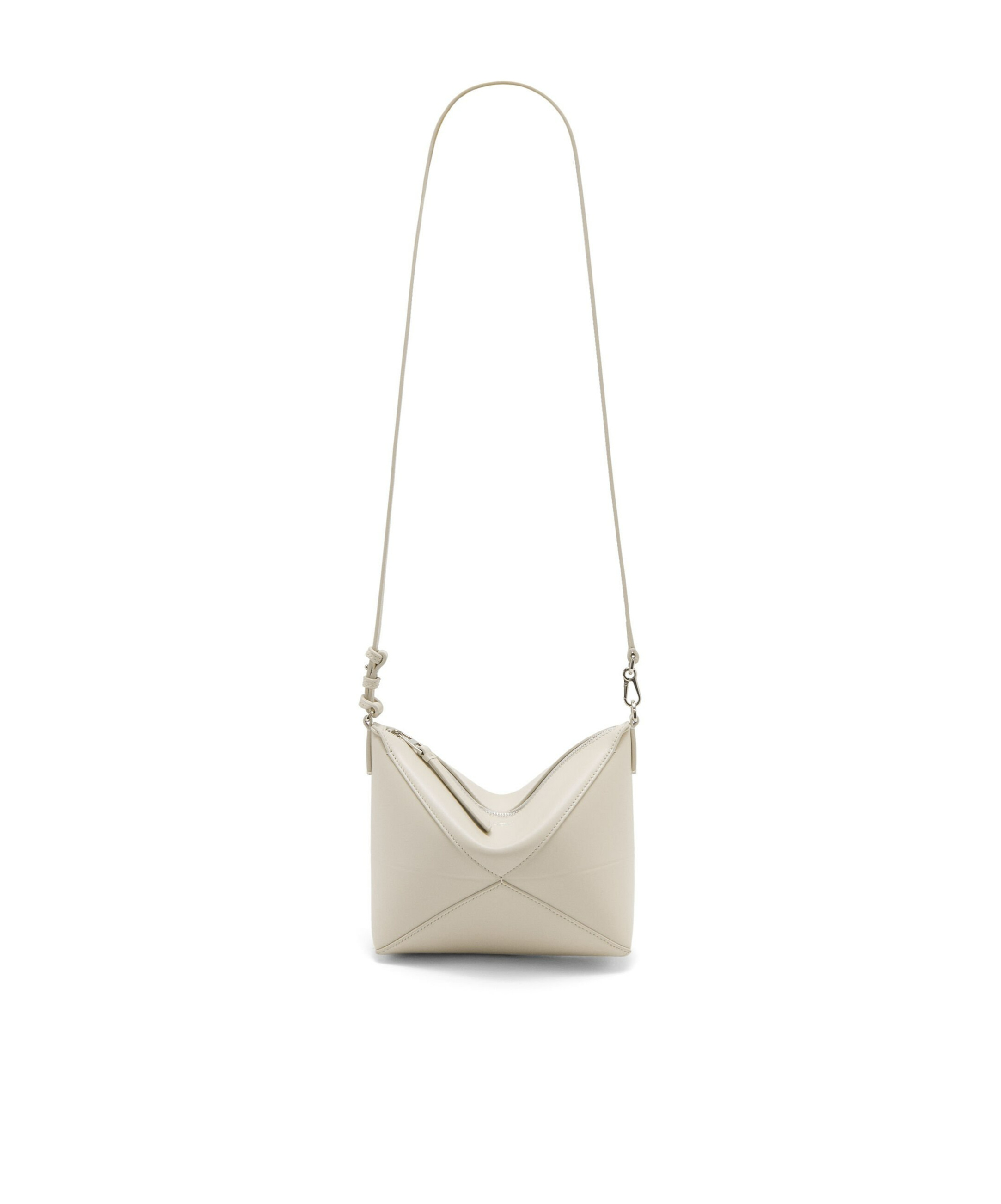 Loewe Puzzle Fold Leather Pouch Shoulder Bag In Nude