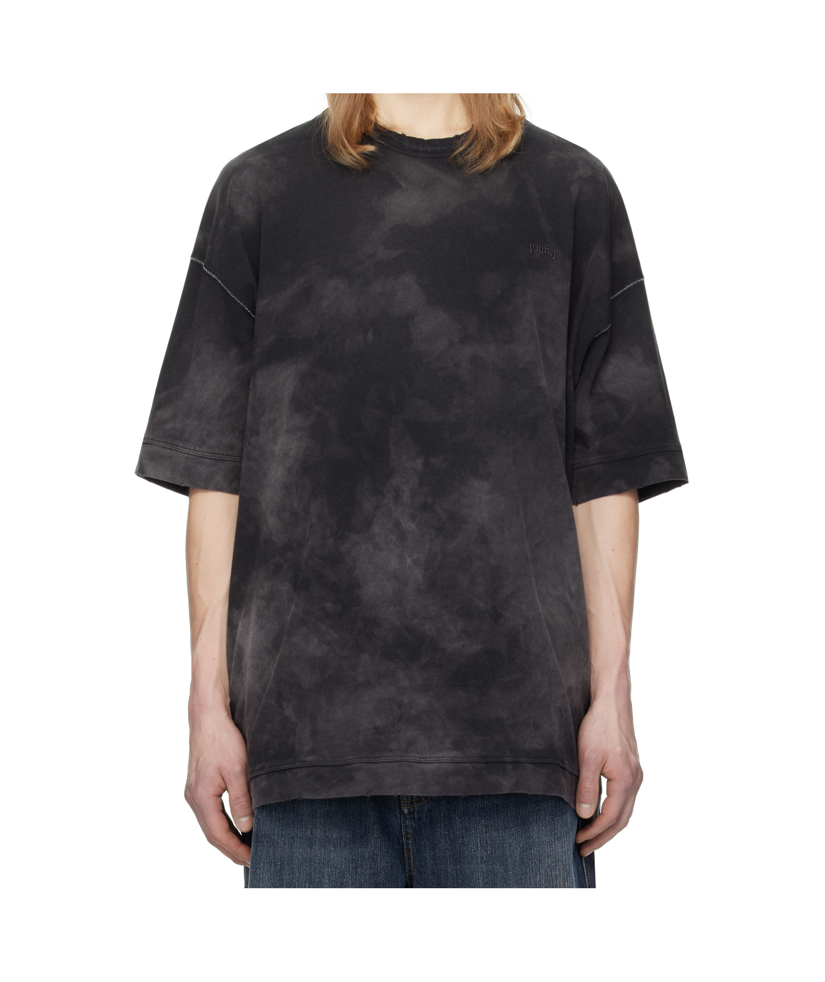 Juunj Black New Dyeing Over Fit T-shirt In Black