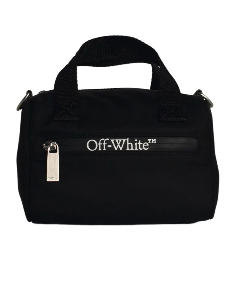 Off-white Logo Printed Zip-up Tote Bag In Black