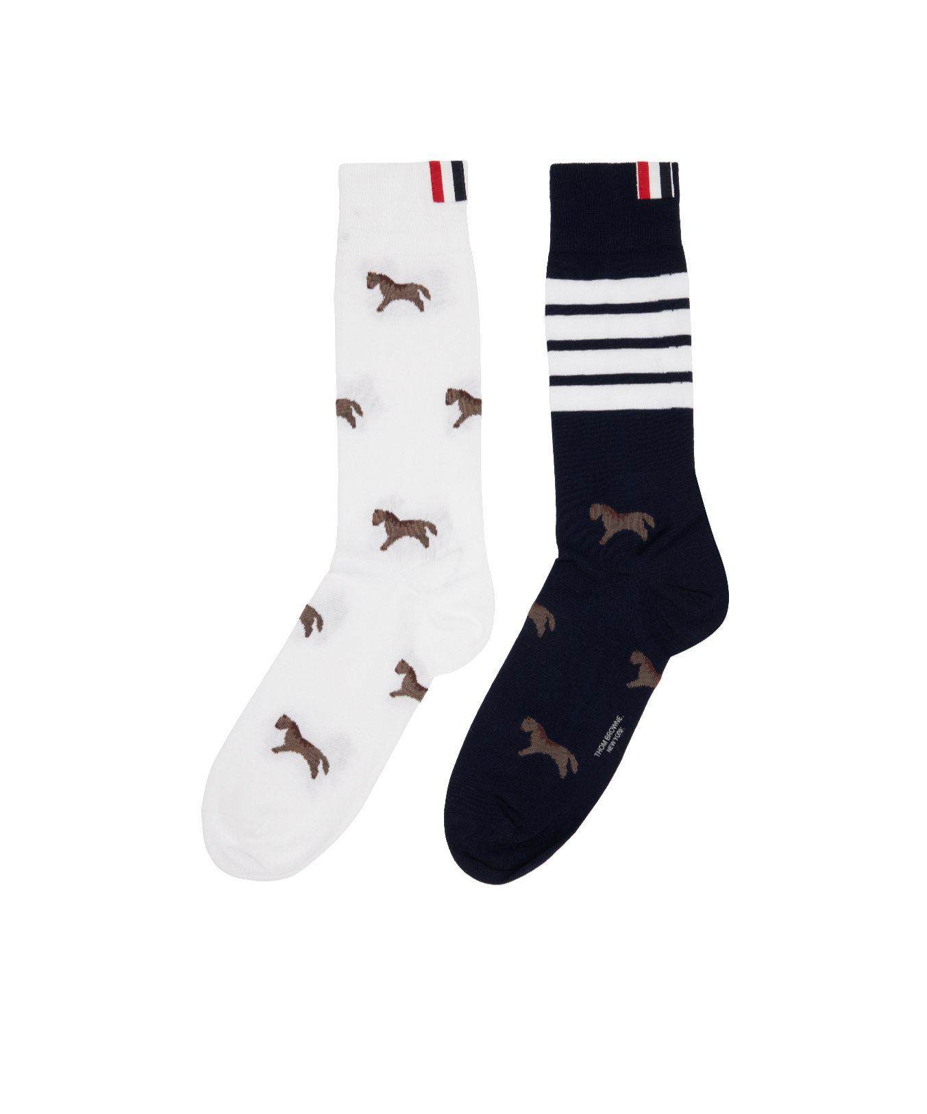 Thom Browne Jacquard Pattern Mid-calf Socks In White