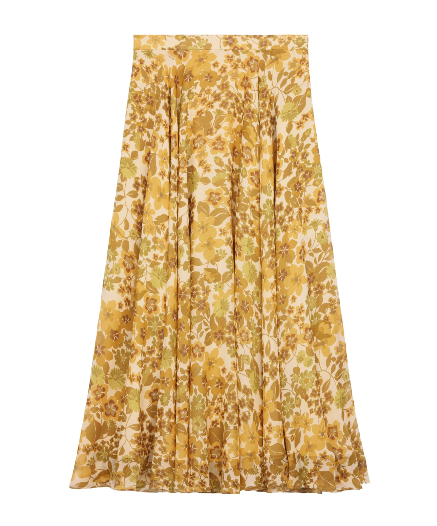 Celine Midi Skirt In Silk Georgette In Cream/bronze
