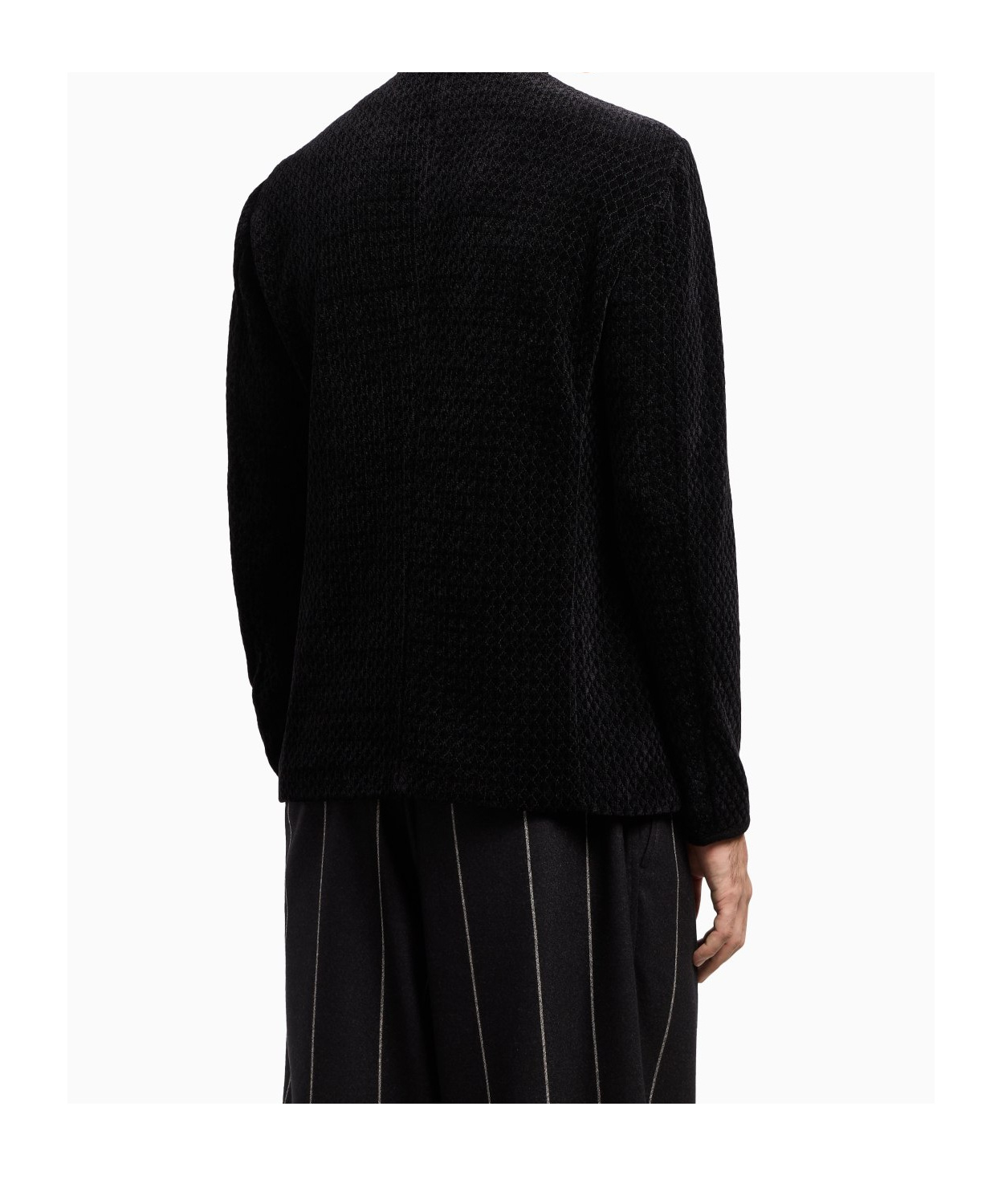 Giorgio Armani Single-breasted Jacket In A Chenille Jersey Knit In Black