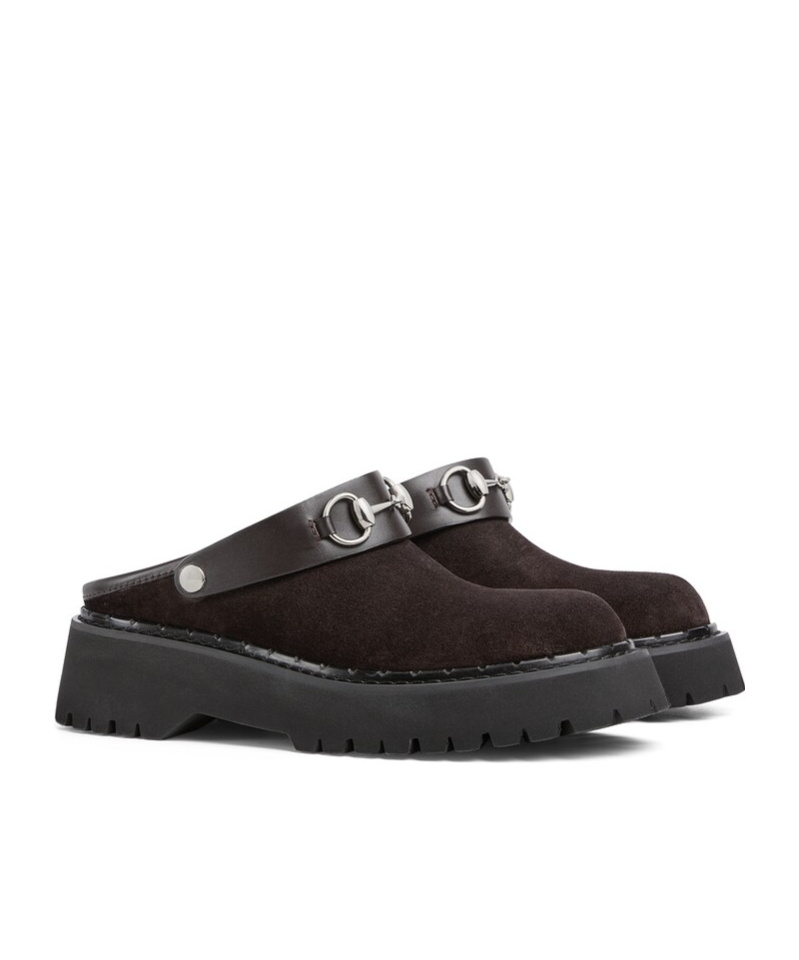 Gucci Gum Horsebit Belt Mules In Brown