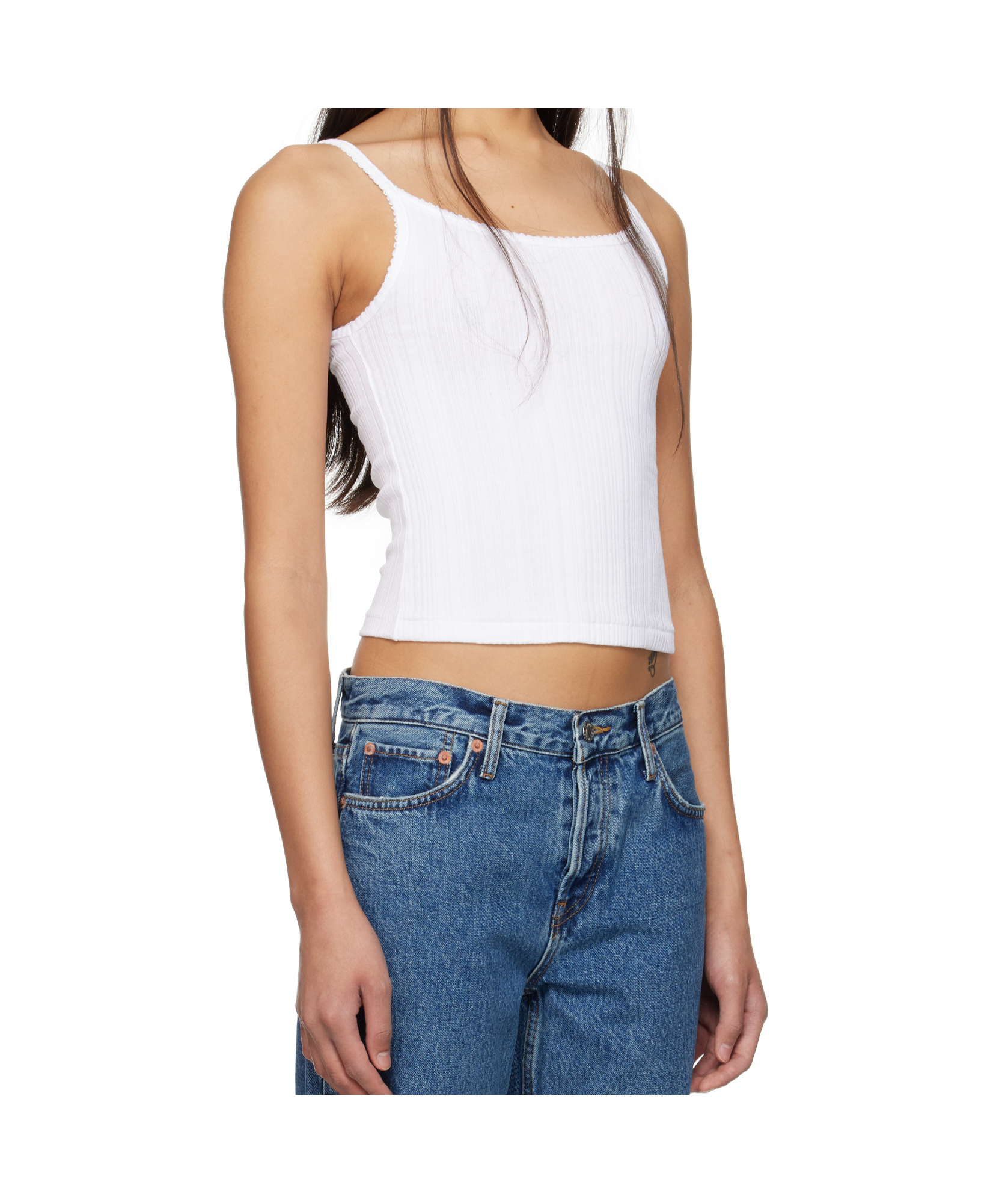 Re/done White Hanes Edition Varigated Jolie Camisole