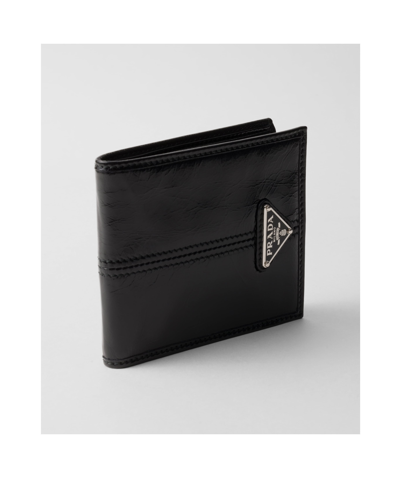 Prada Triangle Logo Wallet In Black
