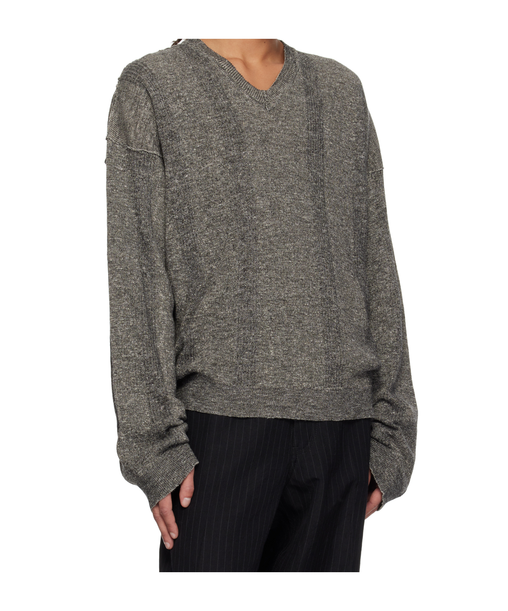 Maison Margiela V-neck Skintwear In Grey Linen And Cotton In Gray