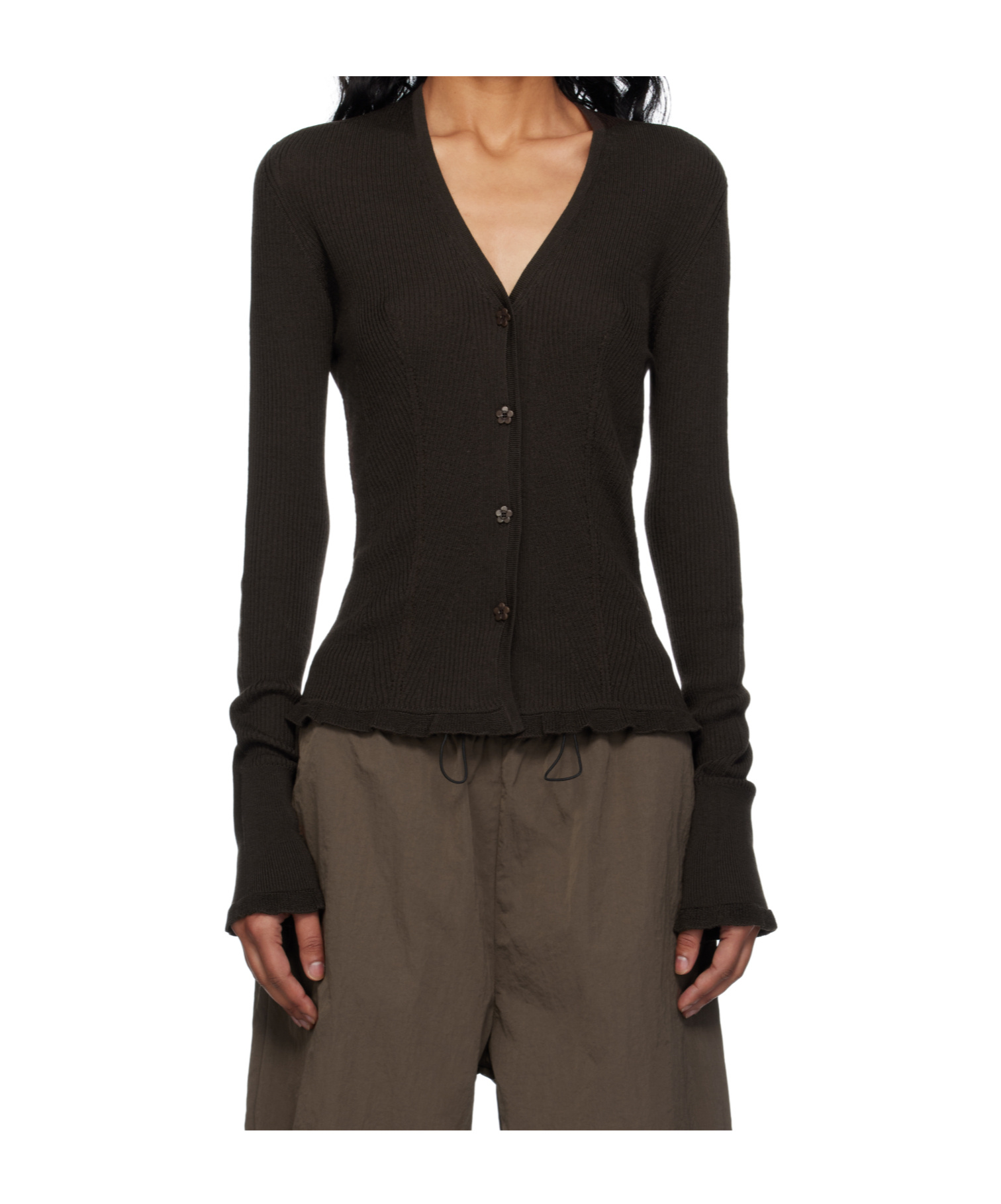 Cecilie Bahnsen Long-sleeved Cardigan In Black