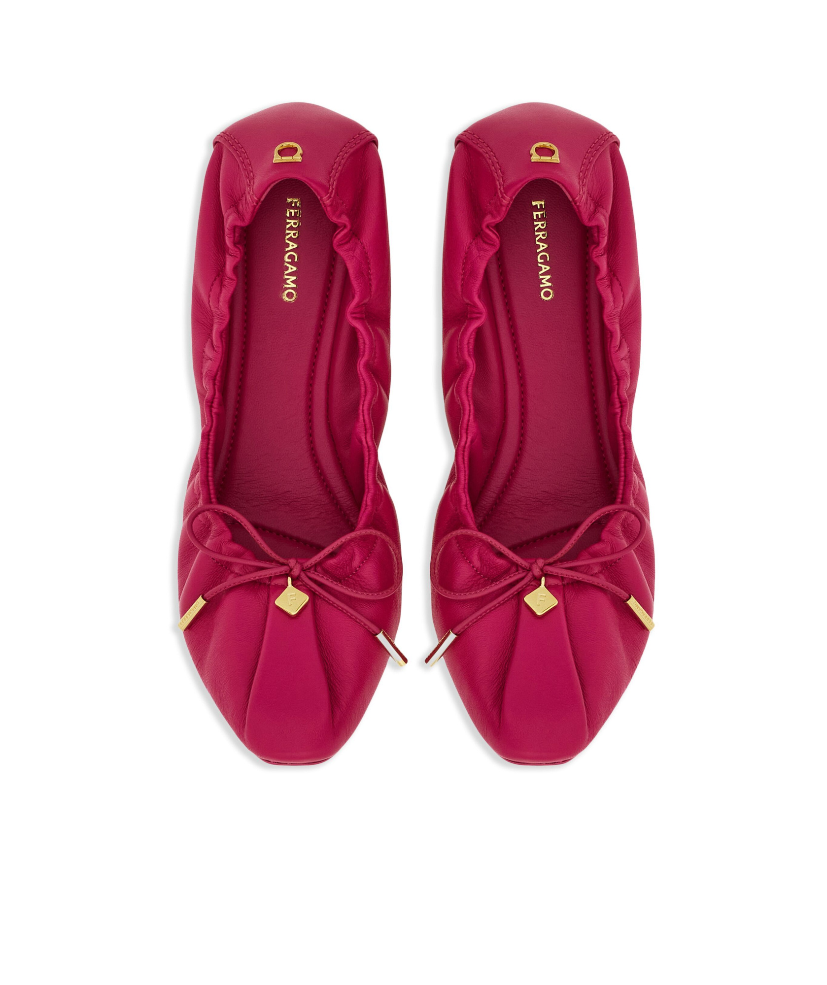 Ferragamo Elasticated Ballet Flats In Red