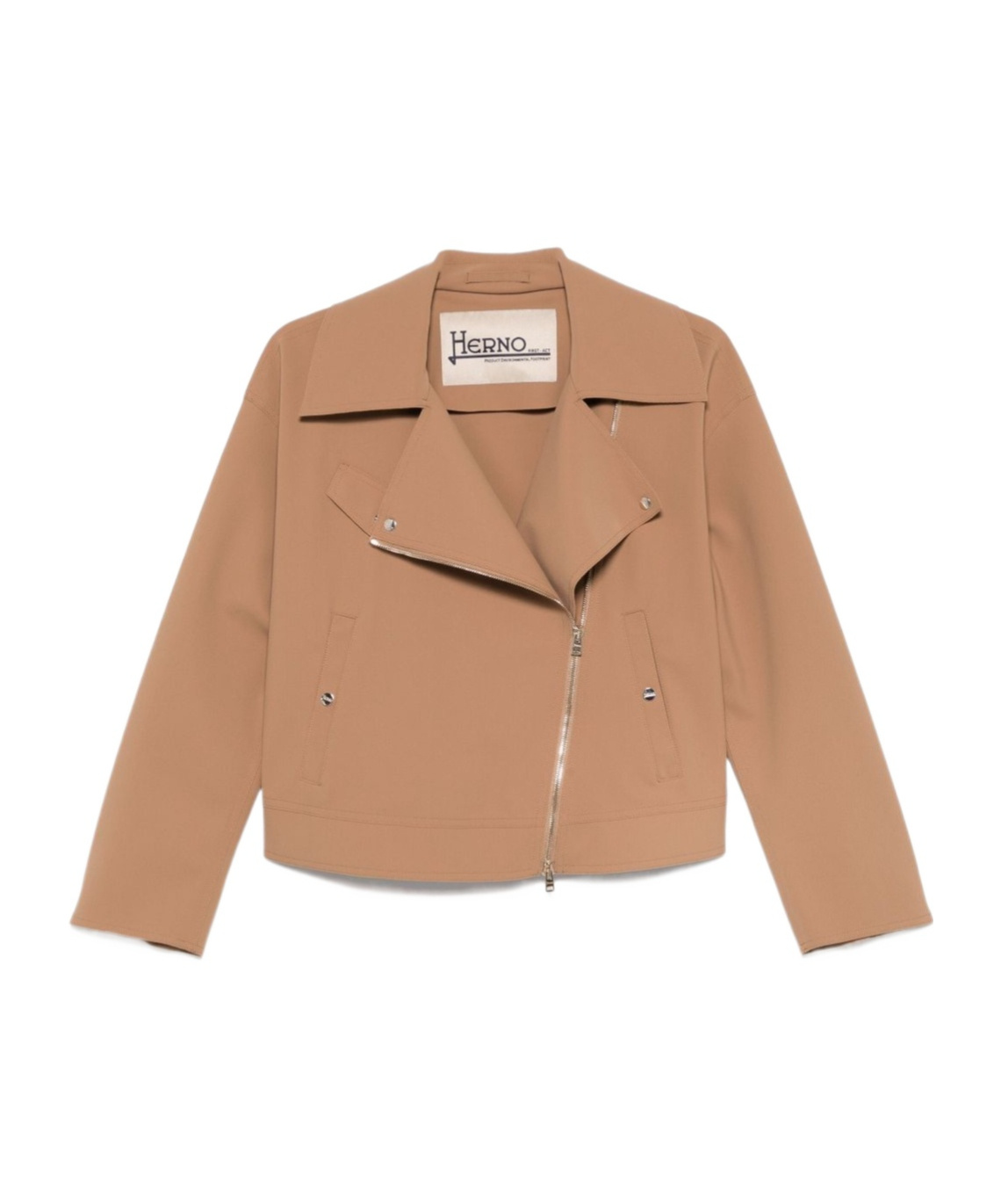 Herno Camel Brown Jacket With Spread Collar In Nude