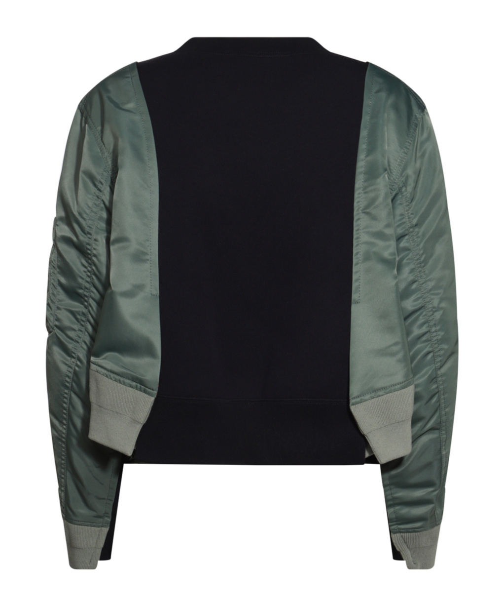Sacai Navy And Green Cotton Sweatshirt In Black