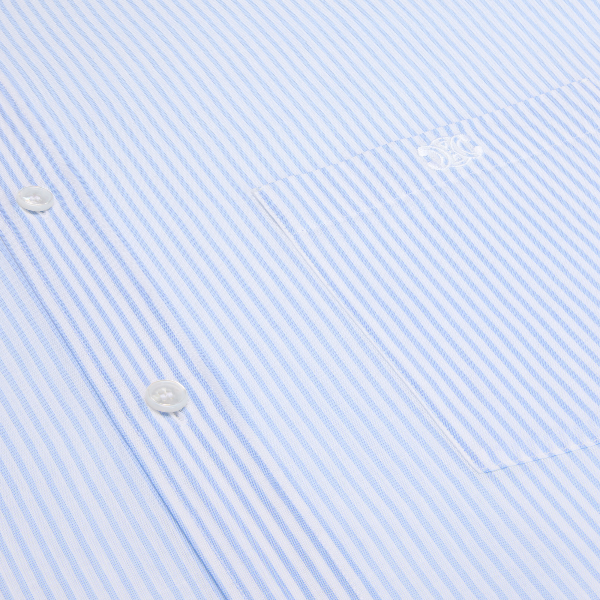 Celine Women Wide-sleeved Cotton Poplin Shirt With Stripes In Blue